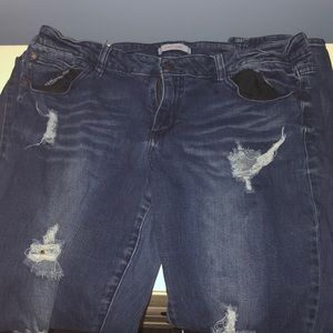 Darkwash Destroyed Skinny Jeans